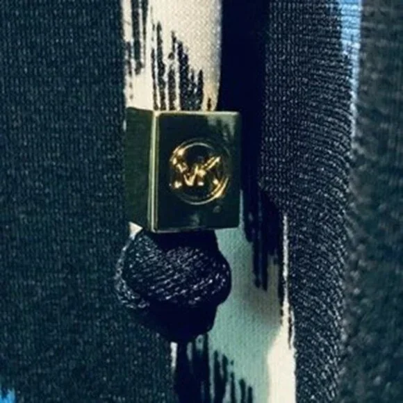 MICHAEL KORS Blue White & Black Lace-Up V Neck Border Print Tunic ( SMALL ) NWT - Picture 4 of 6